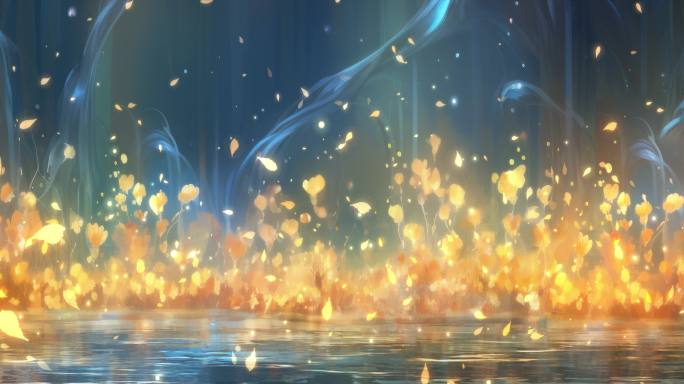 6K抽象金色粒子花舞台循环