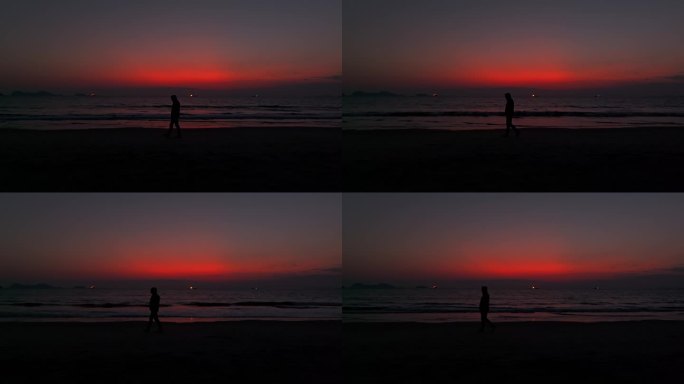 【4K超清】一个孤独的男人在海边行走
