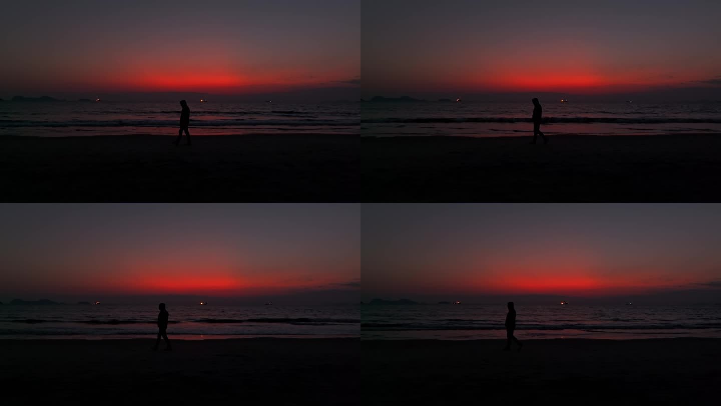 【4K超清】一个孤独的男人在海边行走