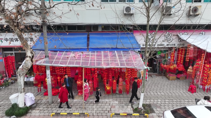 台州新年城市街景新年热闹氛围