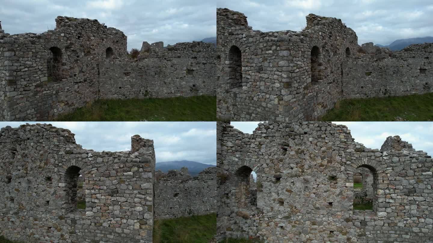 Lezha城堡的废墟石墙:古代战斗的遗迹，在那里血淋淋的剑战曾经在堡垒中回响