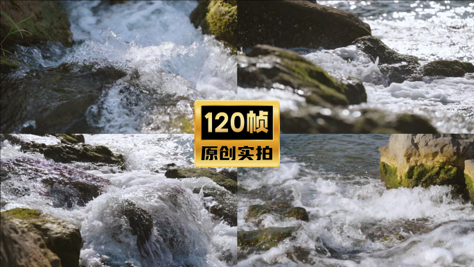 120帧实拍小溪流水河流