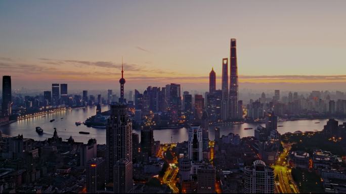 上海清晨蓝调航拍
