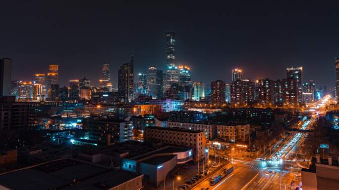 北京国贸CBD夜景延时