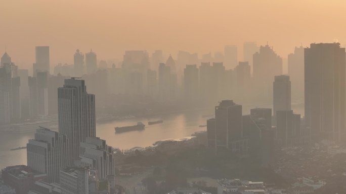 上海城市风光航拍 陆家嘴清晨