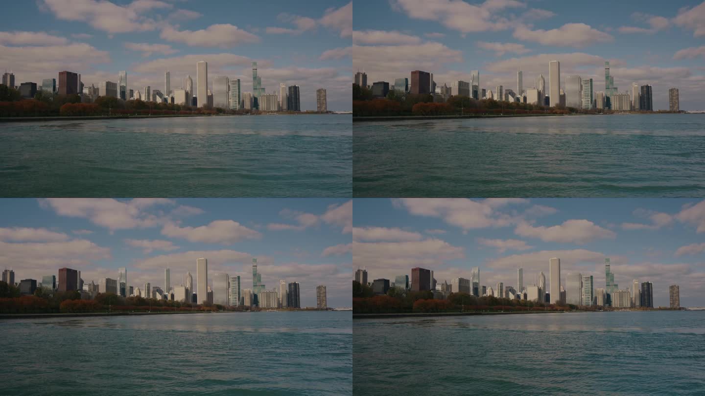 从密歇根湖到芝加哥市中心。芝加哥天际线