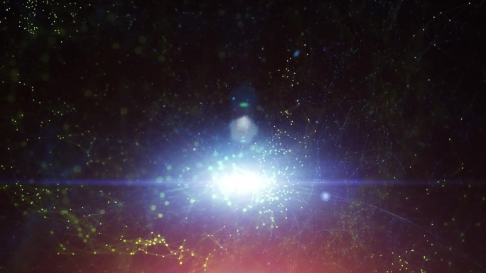 梦幻色彩缤纷的宇宙星云与闪亮的恒星线和闪烁的光效果循环背景动画。