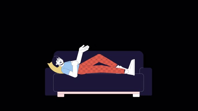 躺在沙发上的抑郁症女患者行2D人物动画