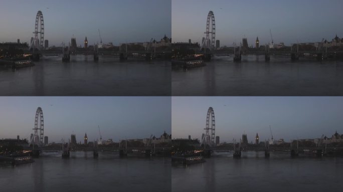 滑铁卢桥上的伦敦眼和大本钟伊丽莎白塔