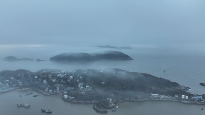 台州温岭石塘隔海山岛云海航拍