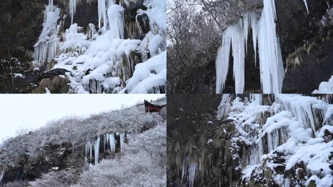 世界自然遗产贵州梵净山冰瀑冰挂