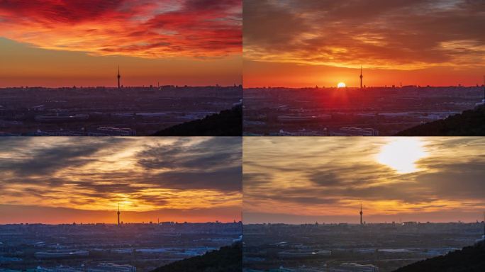 中央塔日出朝霞延时