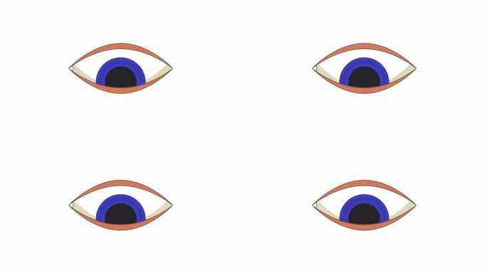 迷幻的眼睛向下看线2D对象动画