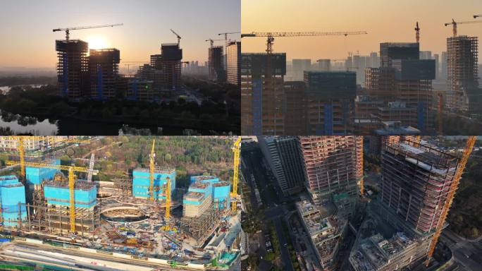 余行杭州城市建设工地基建规划塔吊商业总部