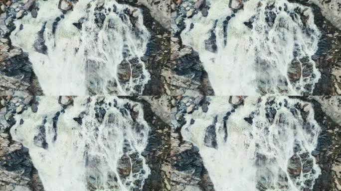 山谷中有瀑布。淡水泉。欧洲阿尔卑斯的皮茨塔尔山谷