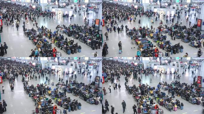高铁站春运人流延时