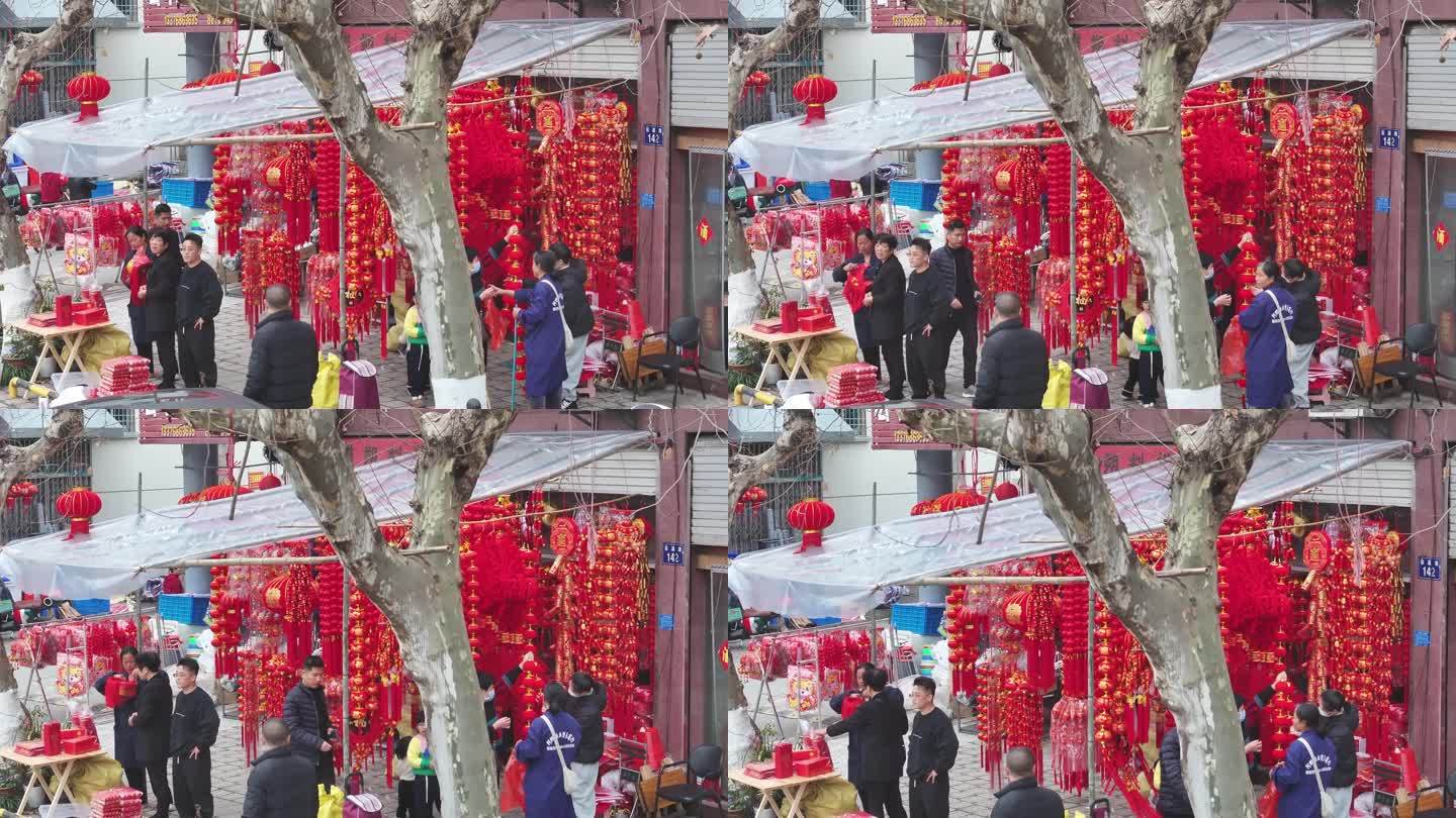 台州新年城市街景新年热闹氛围