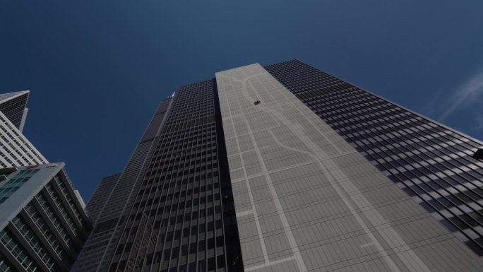 低角度的高层企业建筑摩天楼。汉考克芝加哥