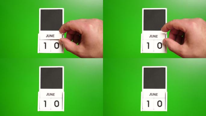 6月10日的日历，绿色背景。说明某一特定日期的事件。