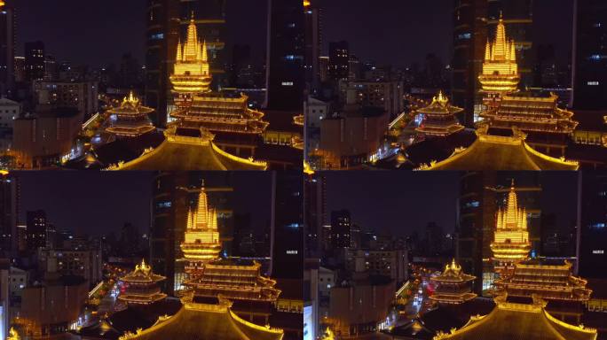 上海 静安区 静安寺 夜景 航拍 寺庙