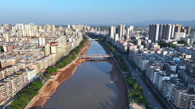 韶关南雄市航拍大景南雄大桥浈江