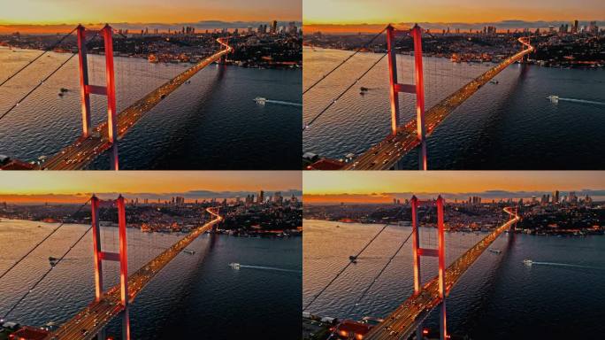 黄金时间的空中博斯普鲁斯大桥:7月15日烈士大桥和迷人的博斯普鲁斯海峡的交通，#TemmuzŞehi