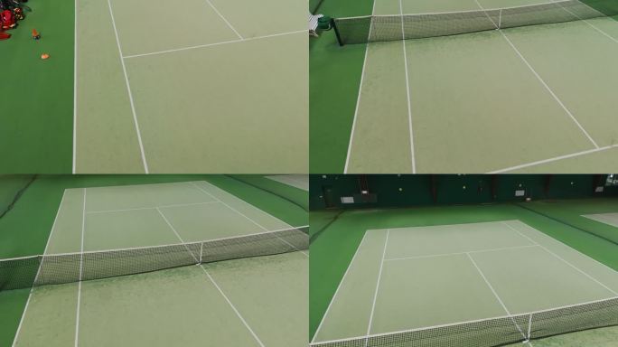 室内运动俱乐部匹克球线网空网球场的高角度拍摄
