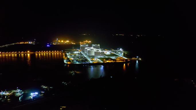 上海 夜景 洋山深水港 航拍
