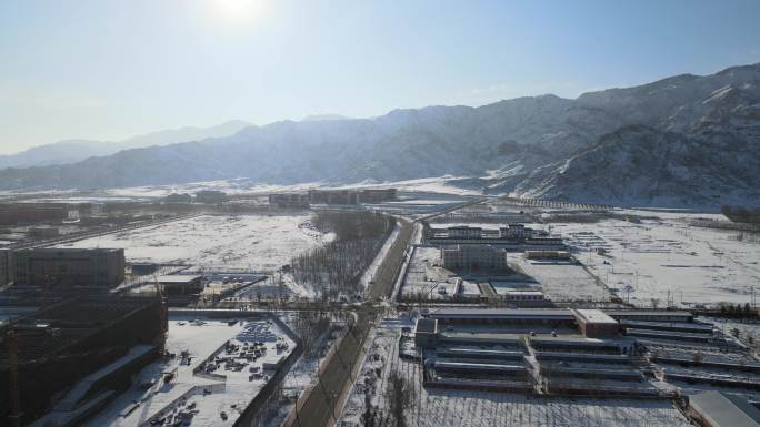 雪山 湿地 雪原 航拍 晴空万里