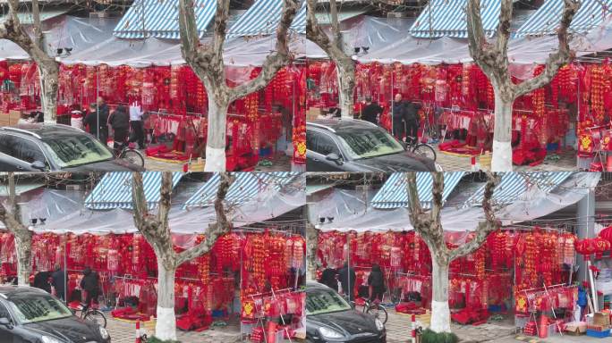 台州新年城市街景新年热闹氛围