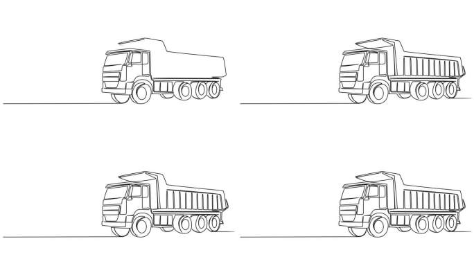 动画单线绘制的自卸卡车