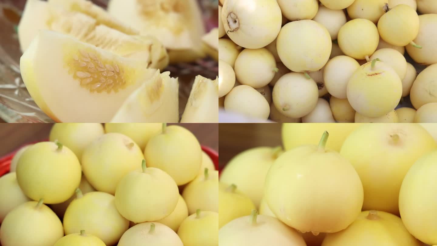 农产品白梨瓜甜瓜特写水果宣传片素材