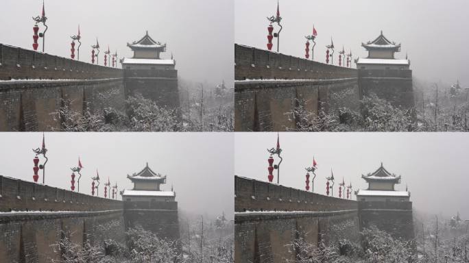 西安城墙雪景