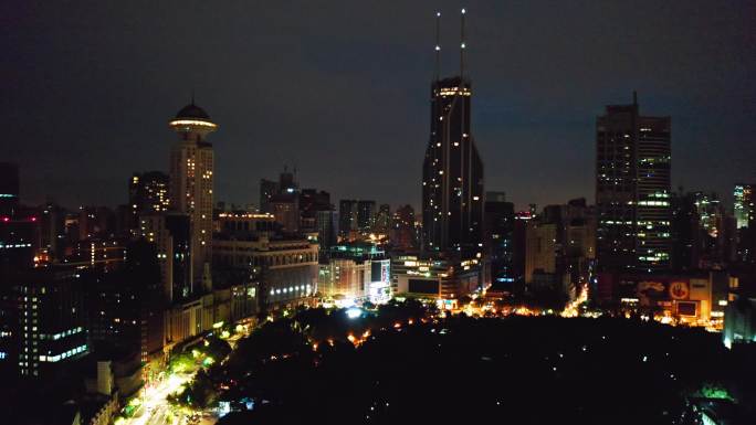 人民广场 浦西 深夜 夜景 城市上上海