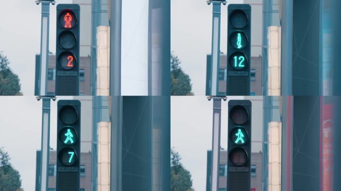 等待红灯绿灯十字路口交通信号