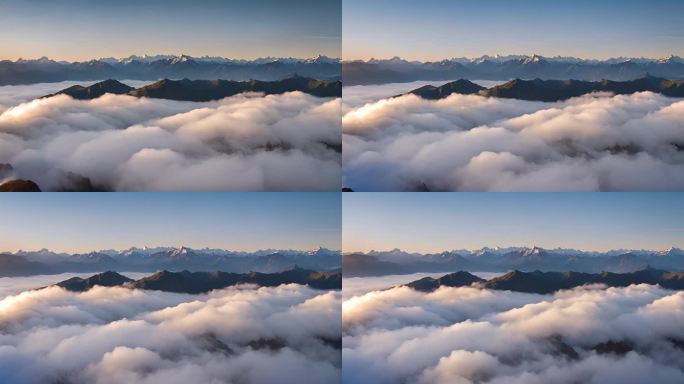 山峰阳光航拍云海日出延时雪山山脉意境风景