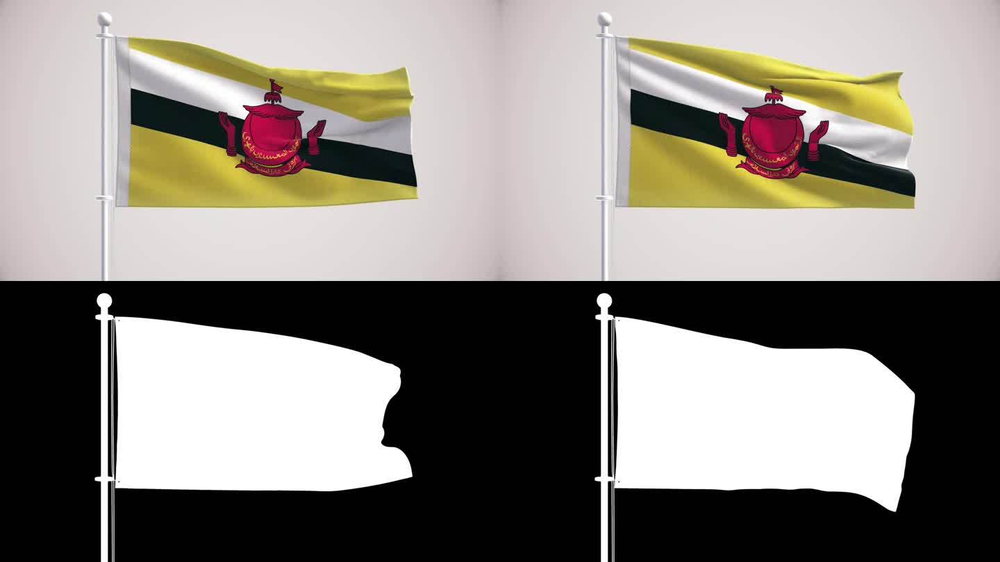 文莱达鲁萨兰国国旗+阿尔法海峡