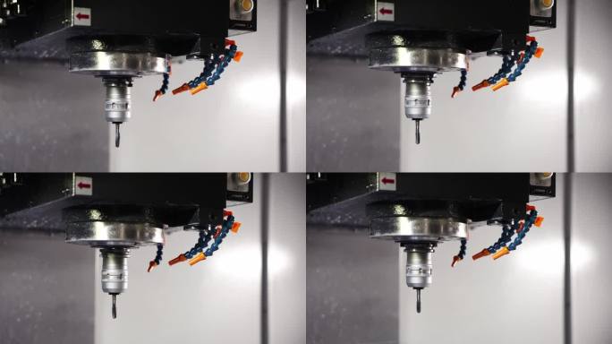 精密工程工作空间，金属加工数控铣床工作。