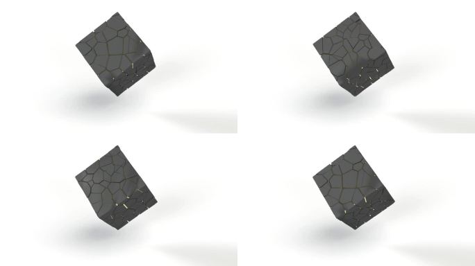 黑色的立方体与金色的裂缝在白色的介绍能够循环无尽