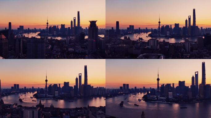 上海清晨蓝调航拍