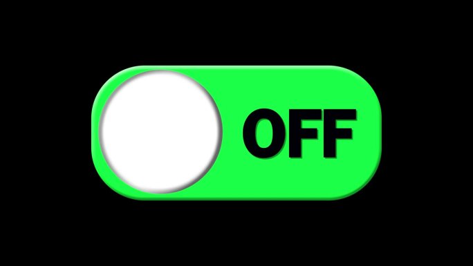 绿色关闭按钮在拨动开关设计动画上的紫色背景。