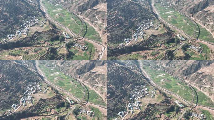 航拍成昆铁路龙骨甸大桥和法拉展线