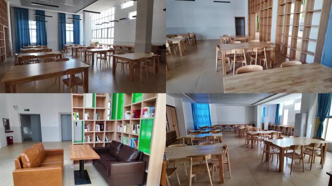 阅览室环境空镜自习室课桌学习校园高中桌子