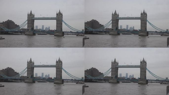 冬天的阴霾:伦敦塔桥上一个黑暗的日子