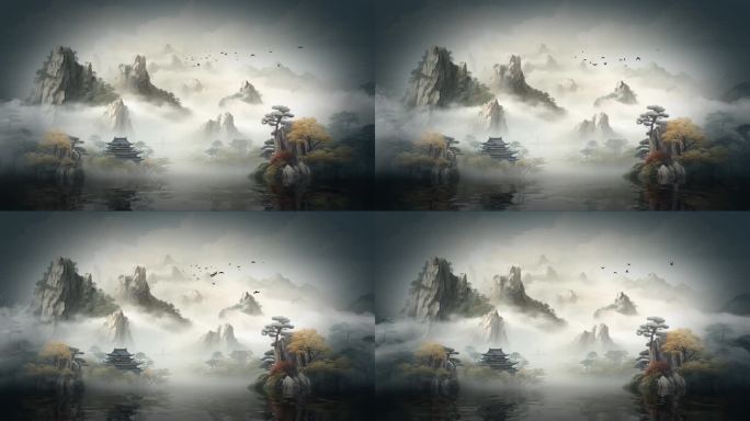 中国风山水画动态视频素材