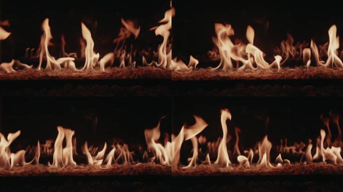 燃气壁炉与燃烧的火