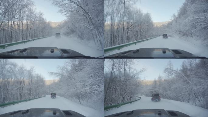 冬天 冬季 开车 雪地 越野 高速