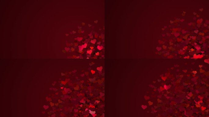 小红心符号出现在底部角落。黑暗动画浪漫背景情人节。