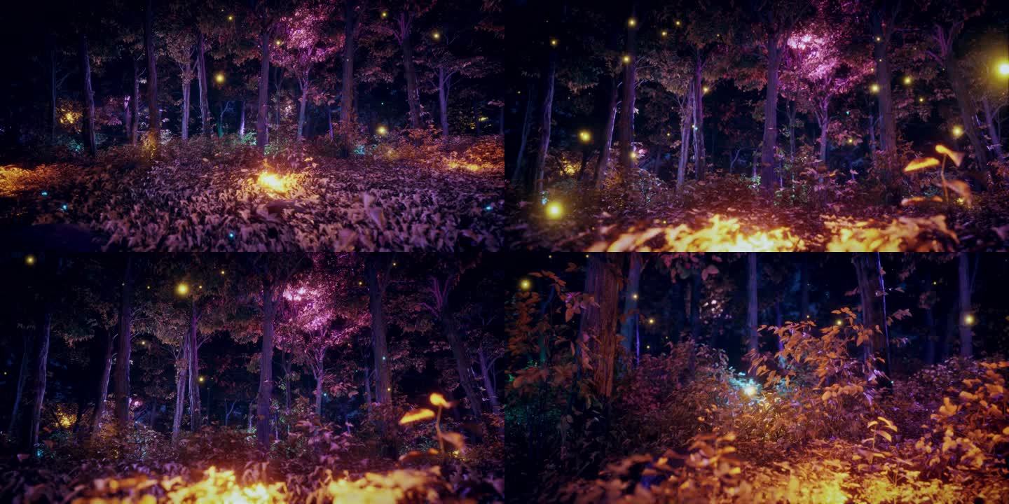 梦幻唯美神秘萤火虫森林