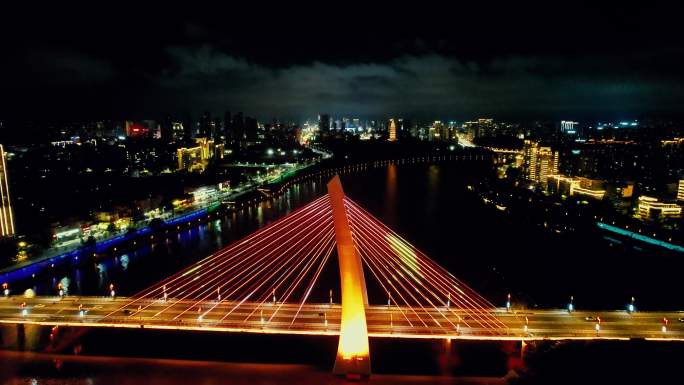 赣州飞龙大桥夜景航拍